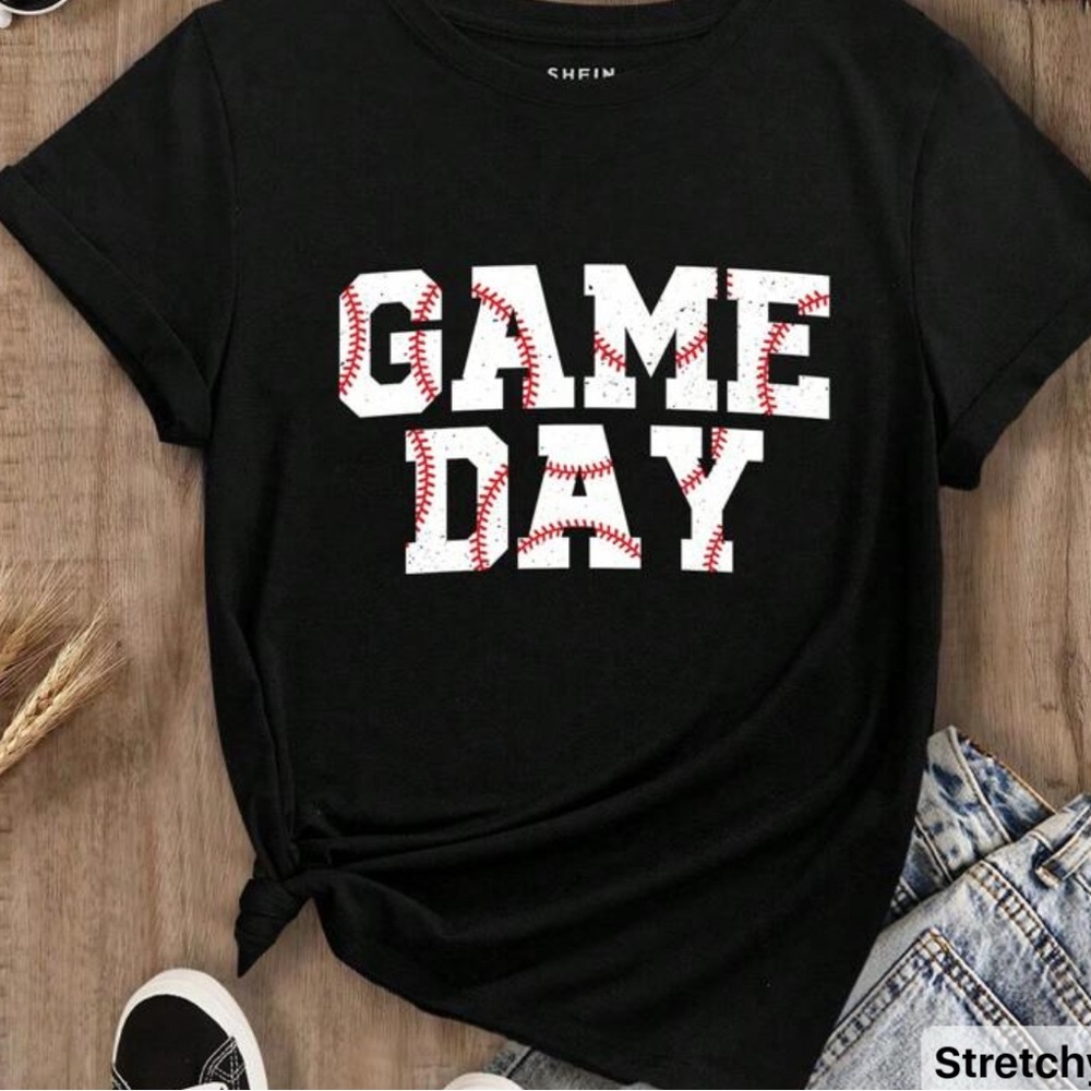 SHEIN Black and White Game Day Tee
